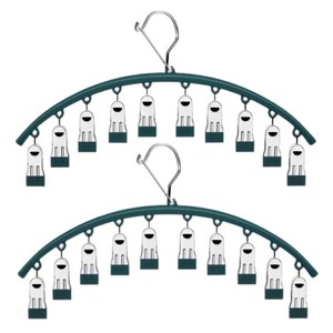 리빙이지 논슬립 10구 양말 건조 집게, 2개, 그린