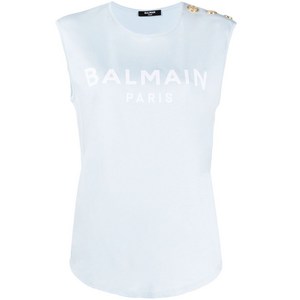 발망 로고 프린트 민소매 탑, 블루계열, Standard S(KR 55)