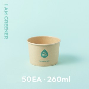 아이엠그리너 친환경 대나무 종이 그릇 앞 접시 밥 260ml 일회용 용기, 1세트, 50개