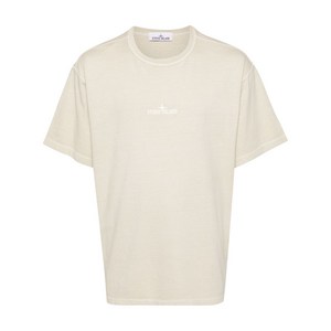 스톤 아일랜드 로고 자수 코튼 티셔츠