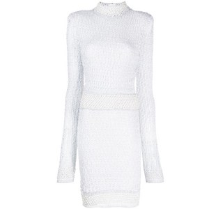 발망 발망 펄 앤 시퀸 장식 니트 드레스