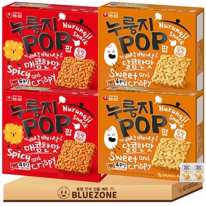 [블루존] 누룽지맛 과자 세트 농심 누룽지팝 달콤한맛2 매콤한맛2 버크2, 568g, 1박스