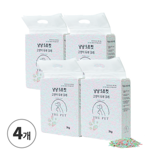 [THE PET] 더 펫 냥냥 5초컷 고양이 두부 모래 가는입자 1.5mm 감성넘치는 인테리어 두부모래 [먼지제로 확실한 응고력과 탈취력], 비비드피치 (복숭아향), 4개, 3kg
