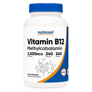 뉴트리코스트 명 비타민 B12 2 000mcg 캡슐 240캡슐 1서빙 2 000mcg 240회분 Vitamin B12 Capsules [240 CAPS], 240정, 1개