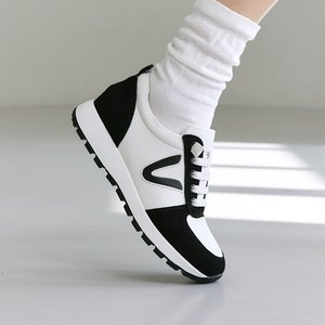 슈리오 여성 V포인트 캐주얼 소가죽 키높이 스니커즈 5cm S128