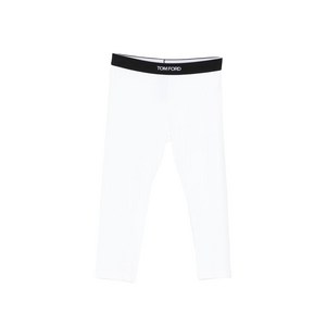 톰포드 로고 웨이스트밴드 크롭 레깅스, 화이트계열, Standard XS