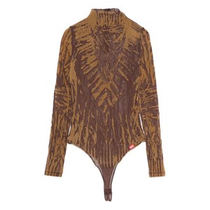 디젤 아트 프린트 하이넥 바디수트, 브라운계열, Standard XS(KR 44)