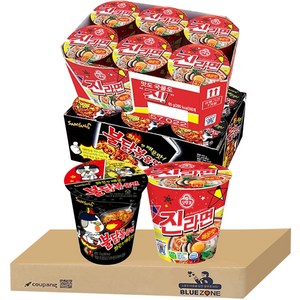 블루존 진라면 매운맛 소컵라면 65g (6입) + 불닭볶음면 소컵라면 70g (6입)