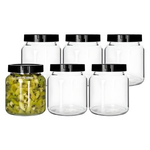 경성리빙테크 원형 유리병 PP캡, 6개, 350ml