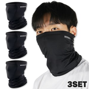 3장 Set 윈어블 남여공용 마스크 러닝 라이딩 골프 마스크 얼굴 햇빛 가리개, 01. 3장 Set 라이딩마스크 일반형 블랙 3장