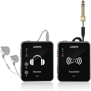 무선 오디오 송수신기 Lekato M-Vave Wp-10 2.4G 시스템 이어폰 모니터 인이어 송신기 수신기 Iem, 2) 1SET black, 1개