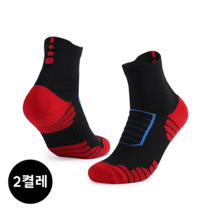 닉텐 프로맥스 스포츠양말 두꺼운양말 남자 등산 러닝 축구 논슬립 헬스 테니스 운동양말, 두켤레, 220~250mm, 블랙레드