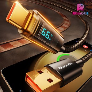 라이노핏 USB A to C 66W PD 고속 충전 투명 디스플레이 케이블 (1.2M)/(2M), 1개, 2m