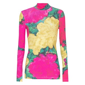 발망 로즈 프린트 터틀 넥 탑, 핑크계열, Standard S(KR 55)