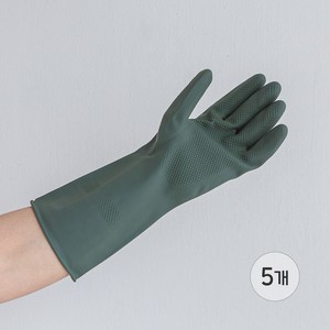 백화상점 천연 라텍스 고무장갑 5개입, 딥그린, 대(L)