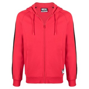 디젤 디젤 사이드 로고 프린트 디테일 후디, 레드계열, L(KR 105)