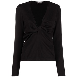 톰포드 톰 포드 플런징 넥 트위스트 디테일 니트 탑