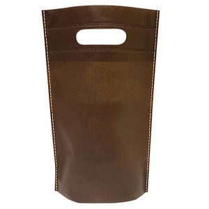 링타공 부직포 주머니 가방 10매입, 갈색