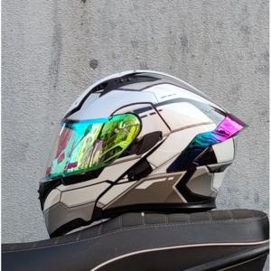 NQBike 블루투스헬멧 오토바이 플페이스 바이크 빅사이즈, 블루투스+장갑, XL, 06.블랙화이트+판타지그린실드