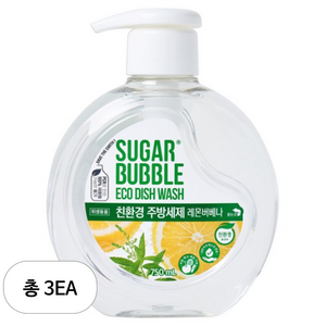 슈가버블 친환경 주방세제 레몬 버베나, 750ml, 3개