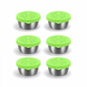 [6P 세트] 40미리 스테인리스 미니 소스볼 무늬 실리콘 뚜껑 포함 위생적 양념 보관용 종지 세트