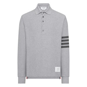 톰 브라운 4 바 텍스처 피케 긴소매 폴로 셔츠, 그레이계열, Numeric 4(KR 110)