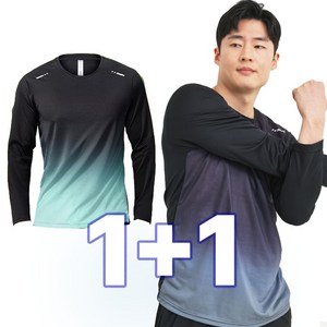 밀크린 액티브온 남성 쿨티셔츠 여름 냉감 스포츠 기능성 반팔 긴팔 티셔츠 2종 세트