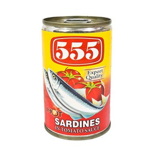 555 Sardines in Tomato Sauce Hot 사딘스 토마토 핫 매운맛, 155g, 1개