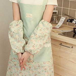 H형 길이조절 방수 앞치마, 그린, 플라워, 1개
