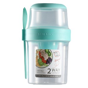 엠토이 샐러드 컵 도시락 310ml + 560ml, 그린, 1개