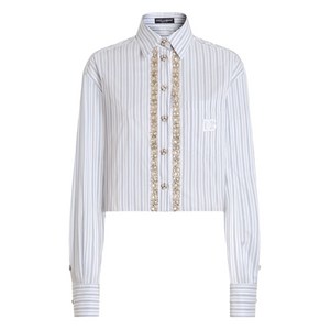 돌체앤가바나 스트라이프 디테일 장식 셔츠, 화이트계열+블루계열, Italy 42(KR 55)