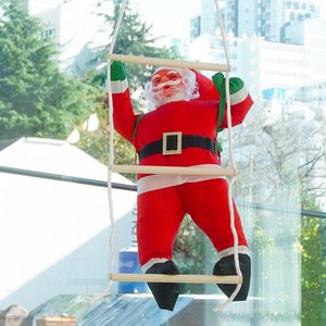 토이토 크리스마스 벽 타는 사다리 산타 인형 장식 인테리어 소품 오브제, 1개