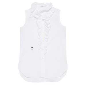 디올 러플 칼라 민소매 셔츠