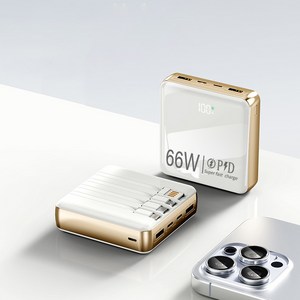 보조배터리 27000mAh 대용량 66W 초고속 충전 디지털 디스플레이 초경량 내장 4개 케이블 고급 유리 광택 마감 기내 반입 가능 다양한 색상 가능 여행을 함께 떠나요
