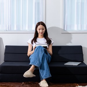나가다 4단 접이식매트리스 소파베드 싱글 디럭스, 블랙