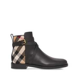 버버리 하우스 체크 가죽 앵클 부츠, Europe 39(KR 250), 블랙계열