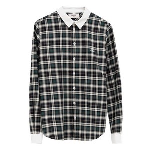 셀린느 플레이드 패턴 콘트라스트 칼라 셔츠, 그린계열+블루계열, FR 40(KR 66)