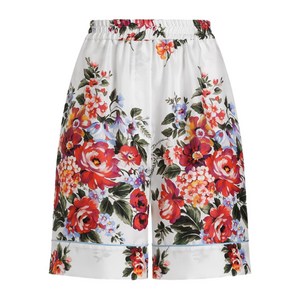 돌체앤가바나 플로럴 프린트 타이 쇼츠, 화이트계열+레드계열, Italy 44(KR 66)