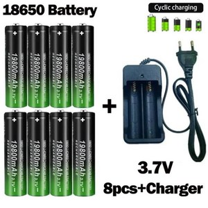 18650 배터리 2023 베스트셀러 19800mAh + 충전기 3.7V 리튬 이온 리모컨 드라이버용, 1개