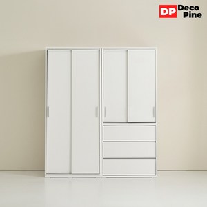 데코파인 필미 슬라이딩 옷장 1600 N세트 이불장 3단 서랍형 수납 작은방, N01_옷장 서랍옷장