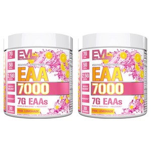 EVLUTIONNUTRITION EAA 7000 필수아미노산 핑크 레모네이드 맛, 309g, 2개
