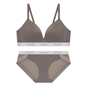 게스언더웨어 라이트 글램 노와이어 브라 팬티 세트 - 브라운