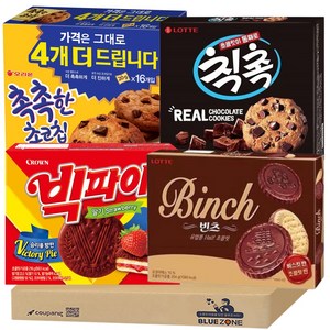 [블루존] 초코 과자 간식 세트 (촉촉한초코칩+빅파이+빈츠+칙촉), 1개