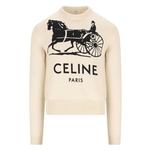 셀린느 로고 인타르시아 스웨터, 베이지계열, M(KR 100)