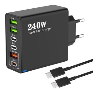 6in1 c타입 고속 충전기 240W 3USB+3PD3.0 + C TO C 1M 100w 케이블 세트