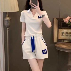 besteffie 투피스 여성 여름 캐주얼 투피스 세트 반팔 티셔츠 반바지 통기성 좋은 면소재 K51