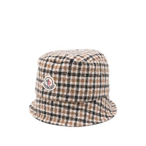 몽클레르 체크 버킷 햇, L(KR 620), 그린계열+브라운계열
