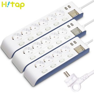 현대일렉트릭 하이탭 개별 스위치 USB 충전 2포트 2800W 국산 안전 멀티탭, 5구, 1개, 3m