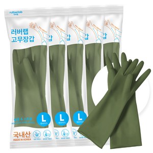 러버랩 국내산 팔목 고무장갑, 어반그린, 대(L), 5개