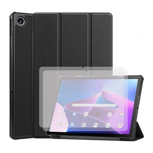 LEPOID 프로 태블릿 슬림 보호 케이스 + 강화 유리 화면 보호기 x 2 청소 스티커 포함